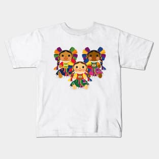 Mexican María Dolls. Mexican Otomi Dolls. Traditional Mexican Rag Dolls Kids T-Shirt